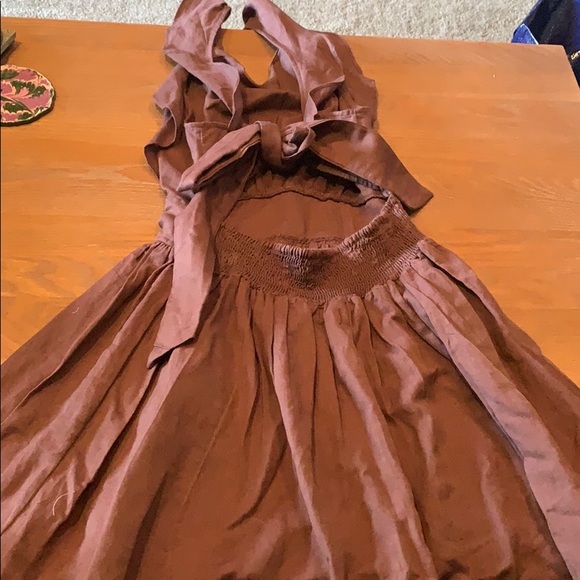 Brown linen mini free people dress - Picture 2 of 4